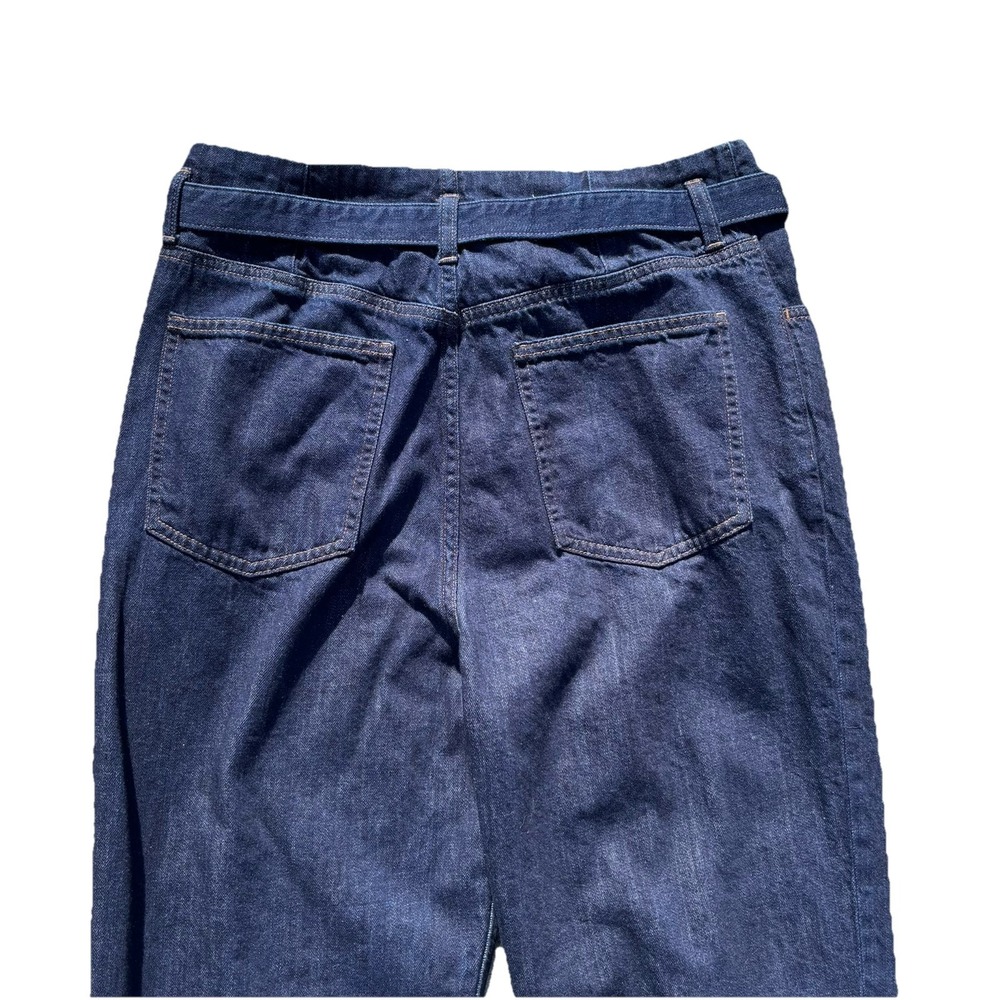 Uniqlo Belted Trouser Jeans Size 29x30 High Rise Relaxed Fit Dark Wash - Picture 8 of 11